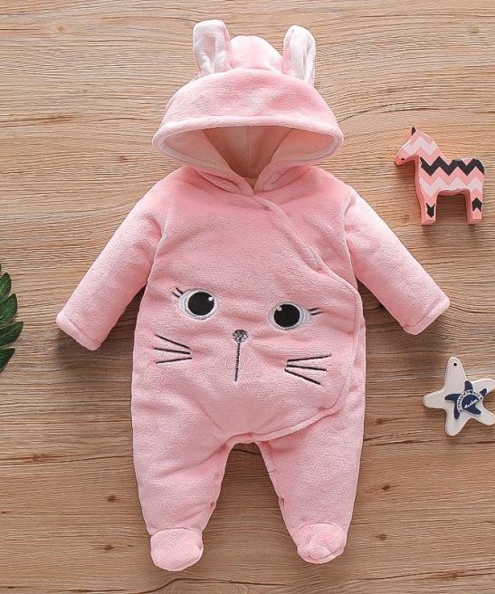 Baby Animal Fleece Hooded Jumpsuit Romper