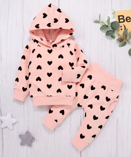 Baby Girls Love Valentine Printed Cotton Set 2 Pcs