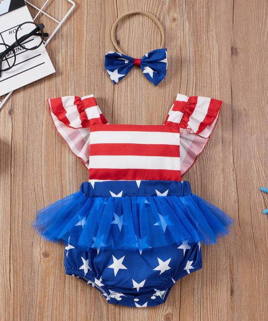 Baby Girl 4th of July Independence Day Bodysuit Rompers