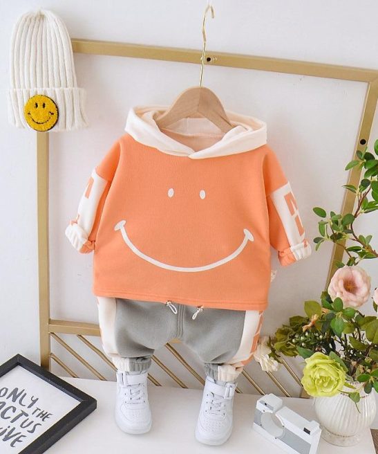 Baby Boys Girl Sets Plush Warm Tops+ Bottoms 2 Pcs