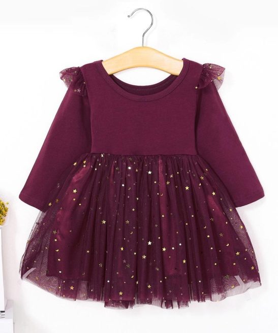 Kid Baby Girl Beautiful Star Appliqued Mesh Princess Dress