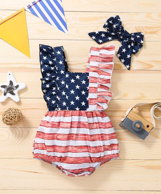 Baby Girls Independence Day Romper 2 Pcs