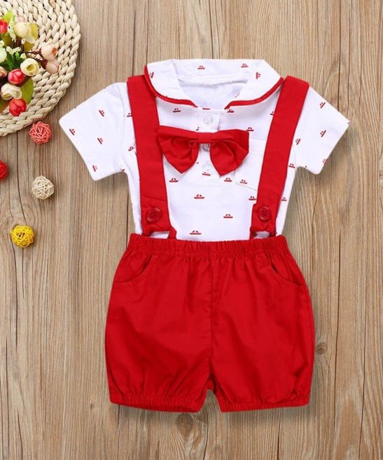 Baby Boys Short Sleeve Suit Tie Outfits 2 Pcs/Sets