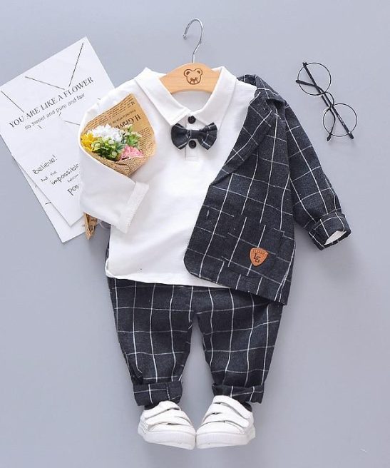 Kid Baby Boy Costume Jacket Fashion England 3 Pcs Set
