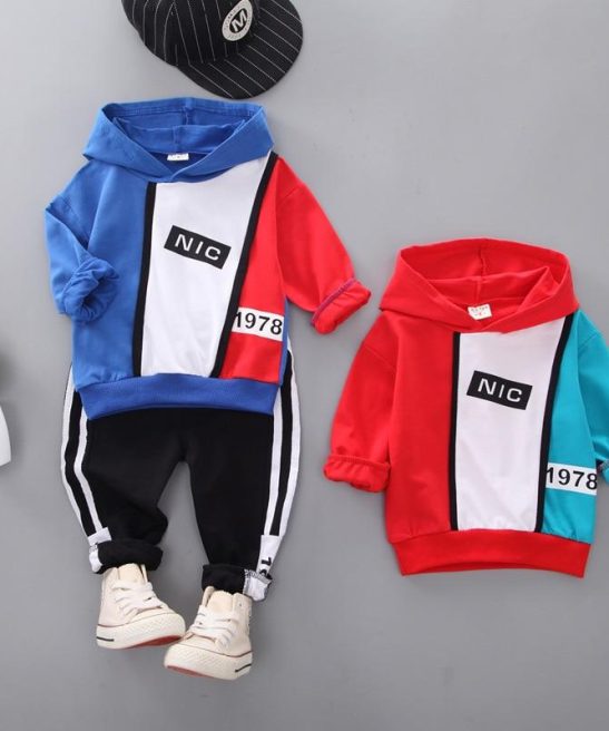Kid Baby Boys Cotton Patchwork Tracksuit 2Pcs/Set