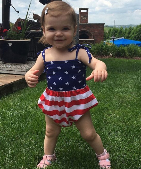 Baby Girl 4th of July Independence Day Bodysuit Sleeveless Rompers