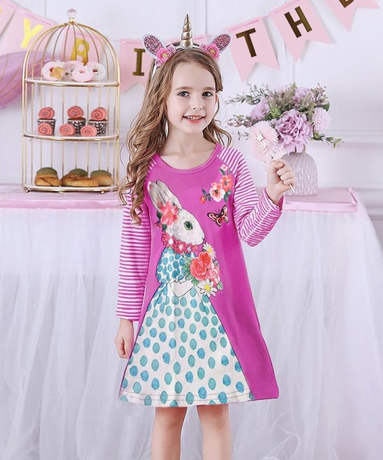 Kids Baby Girl Flower Print Autumn Spring Casual Dress