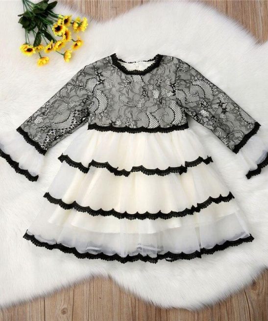 Kid Baby Girls Party Flared Sleeve Lace Pageant Princess Dress
