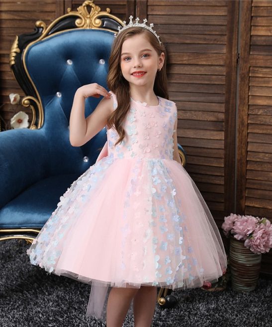 Kid Baby Girls Wedding Party Lace Applique Birthday Dress